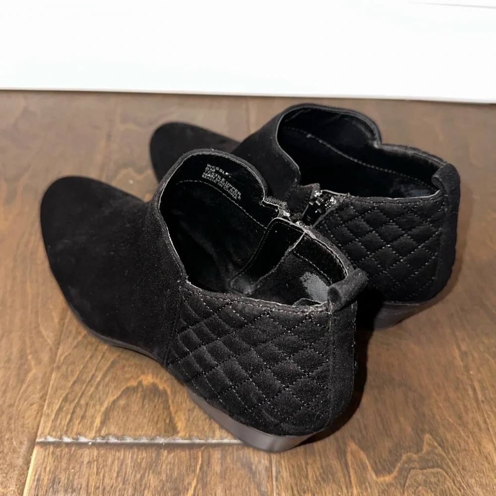Style & Co Wessley Black Faux Suede Ankle Boot Low Stacked Heel Women’s Size 8